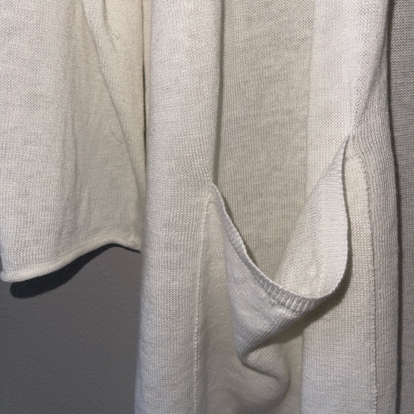 Eileen Fisher White Long Cardigan with Pockets. Organic Linen & Cotton 1X - Picture 5 of 7